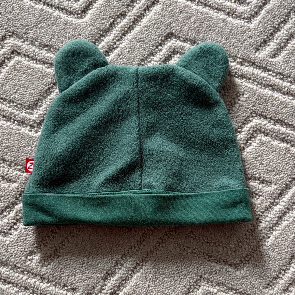 Zutano Green Fleece Ear Beanie Hat